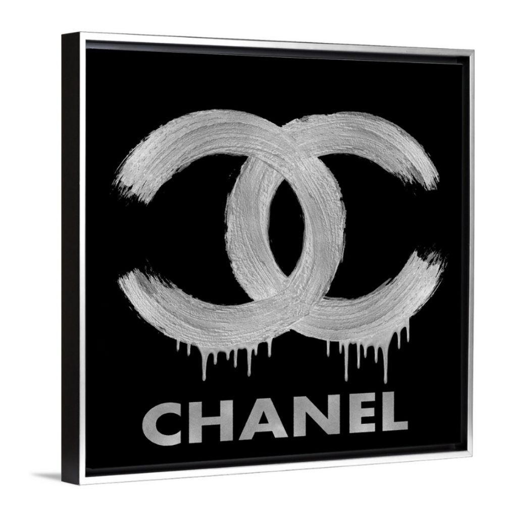 Instinct Style Dripping Chanel Framed Canvas Wall Decor